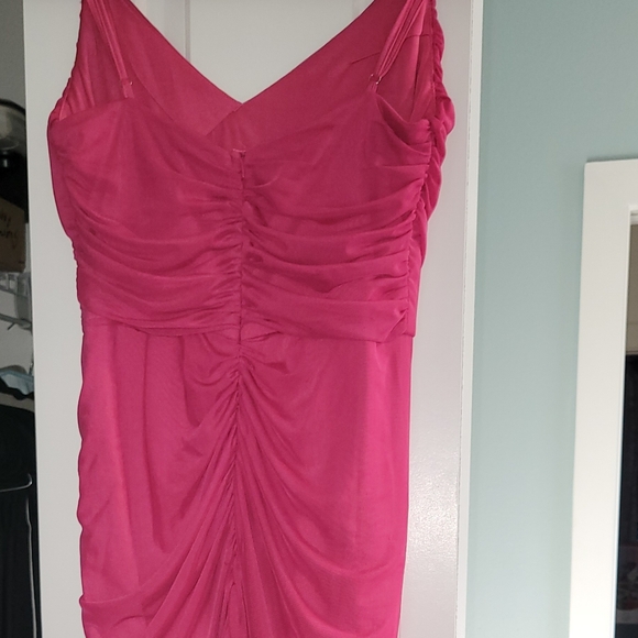 Long Ruched Split Thigh Formal Bridesmaid Dress - Picture 3 of 4
